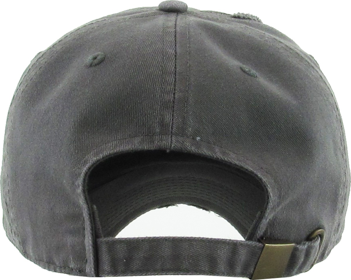 Dark Gray Distressed Vintage Baseball Cap Back View